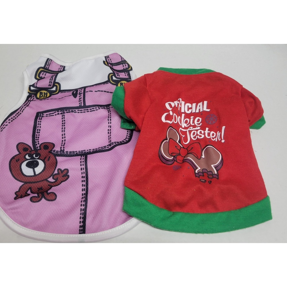 Born To‎ Be Loved Small Dog Shirt Bundle Pink Bear Mesh Red Cookie Tester 2pc S
